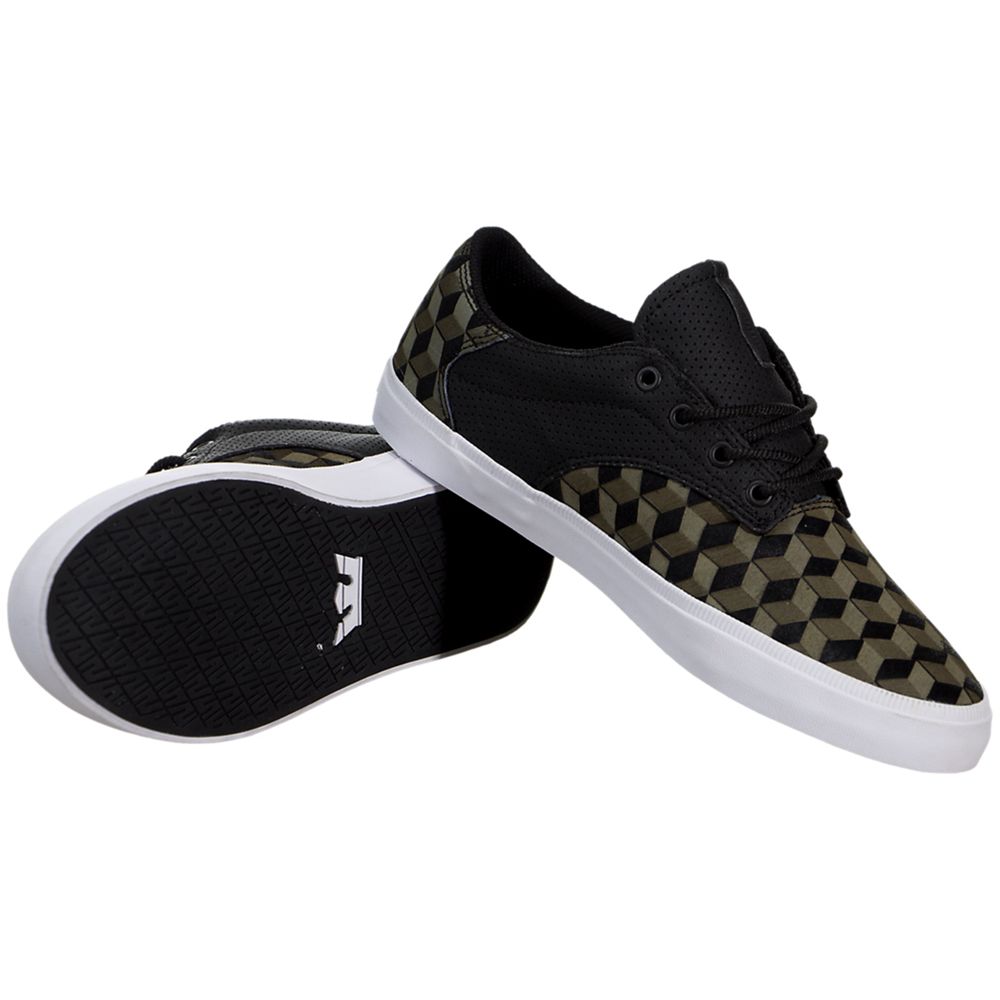 Baskets Basses Supra Pistol Vert Noir Olive Drab/Black-White Femme | JNU-50006251